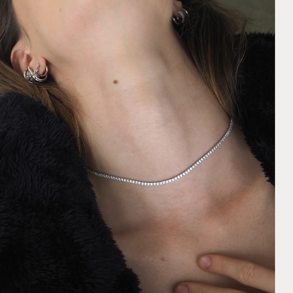Lili claspe amina mini tennis necklace in silver